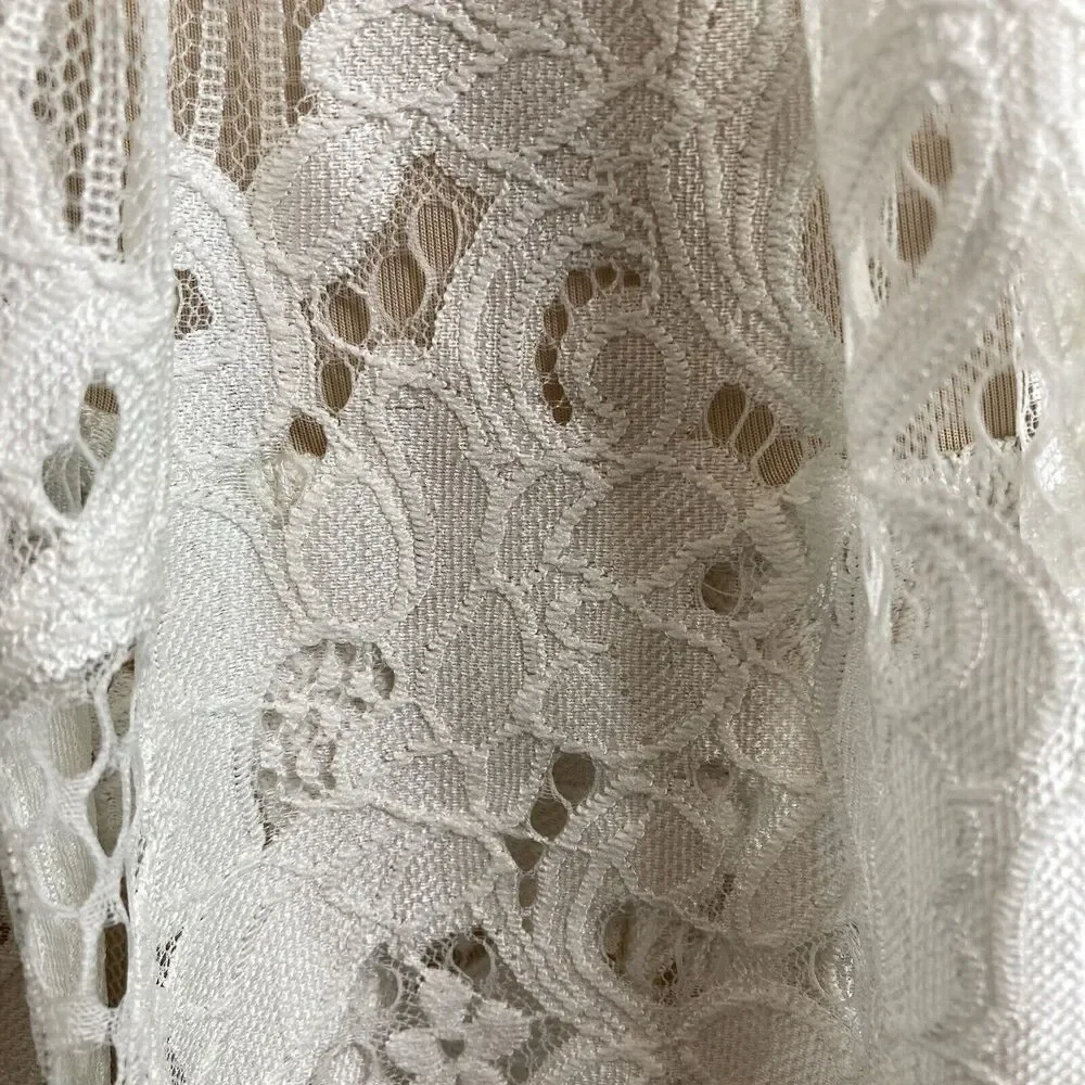Lovers‎ + Friends Women’s Cream Lacy Dainty Fairy Romper Size XS Flowy Ruffles